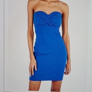 Blue mini sweetheart strapless dress
